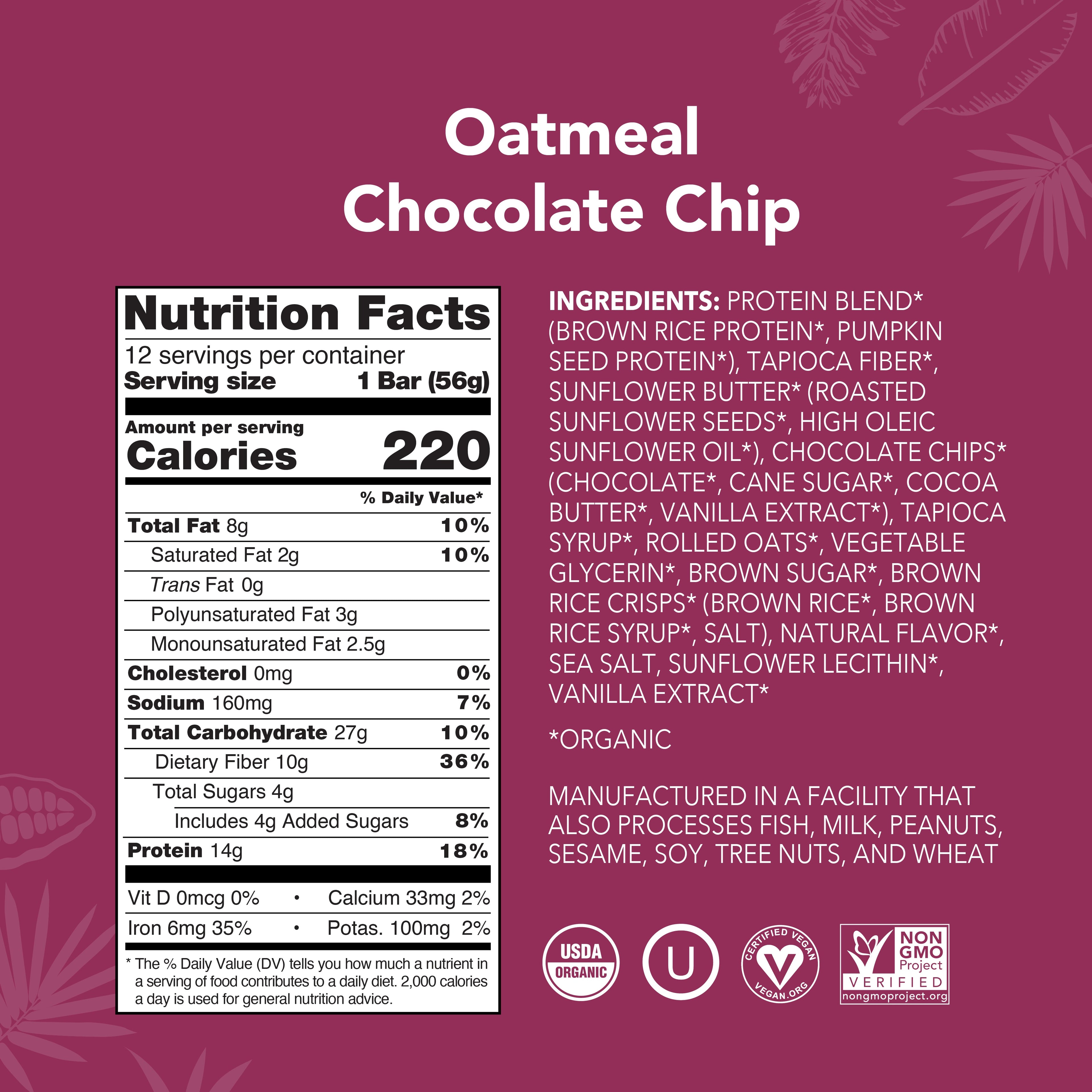 Oatmeal Chocolate Chip - Protein Bars (CAD)